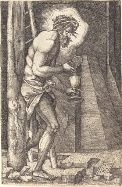 De Man van Smarten aan de Voet van het Kruis door Sebald Beham