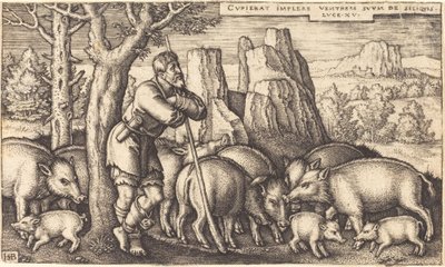 De Verloren Zoon met de Varkens door Sebald Beham