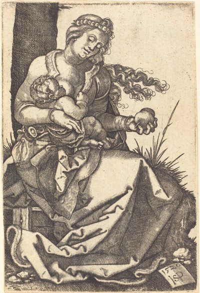 Maagd met een peer door Sebald Beham