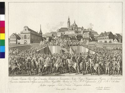 Kroning van keizer Franz II tot koning van Hongarije in Boedapest op 6 juni 1792 door Sebastian Mansfeld