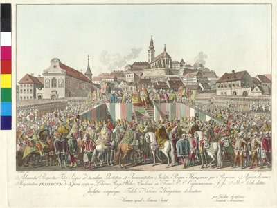 Kroning van keizer Franz II tot koning van Hongarije in Boedapest op 6 juni 1792 door Sebastian Mansfeld