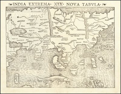 1542 kaart van Azië door Sebastian Münster door Sebastian Munster