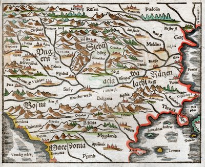 Oost-Europa en de Balkan 1575 door Sebastian Munster