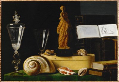 Nature morte a la statuette et aux coquillages - Stilleven met beeld en schelpen ... door Sebastian Stoskopff
