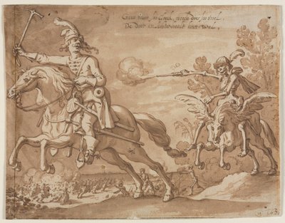 De dood te paard achtervolgt een vliegende ridder, 1631 door Sebastian Vrancx