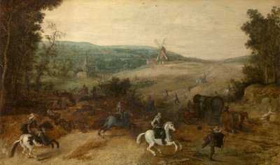 Landschap met Reizigers Aangevallen door Rovers door Sebastian Vrancx