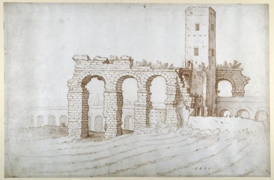 De Torre Fiscale en de ruïnes van het Aquaduct van Claudio door Sebastian Vrancx