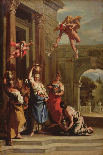 Mercurius, Herse en Aglauros door Sebastiano (school of) Ricci