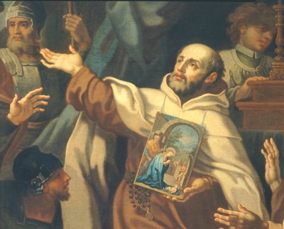 Overhandiging van het vereerde beeld van Onze-Lieve-Vrouw van Overwinning aan Vader Domenico di Gesu Maria door Sebastiano Conca