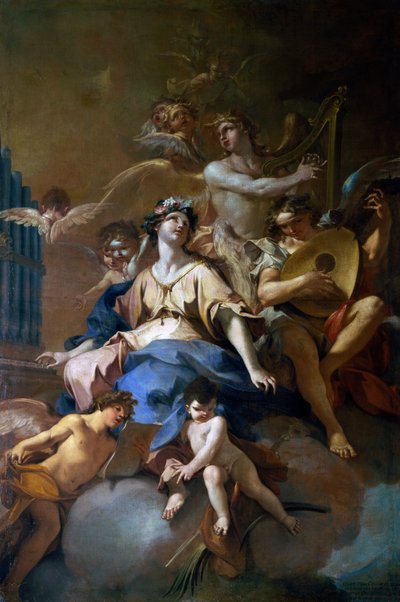 Glorie van St. Cecilia met muzikale engelen, c.1720 door Sebastiano Galeotti