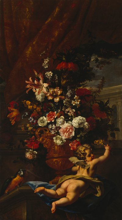 Cupido en bloemen door Sebastiano & Monnoyer J B (1636 99) Ricci