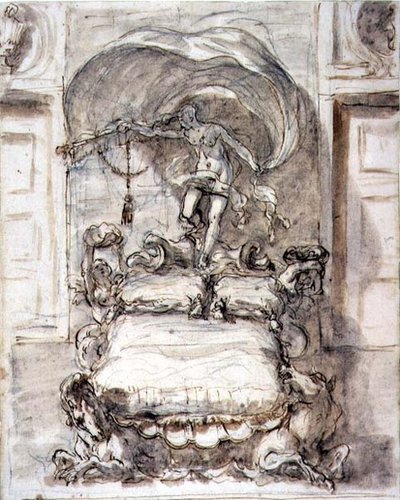 Bed met Zeepaardjes en Fortuna door Sebastiano Ricci