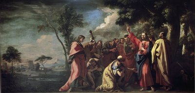 Christus overhandigt de sleutels aan Sint Petrus door Sebastiano Ricci