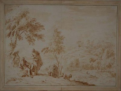 Uitgebreid Pastoraal Landschap met Heuvelstad, c.1720 door Sebastiano Ricci