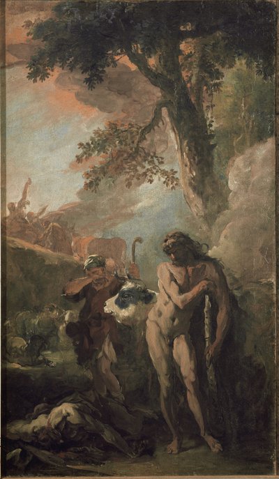 Hercules en Cacus. Voorbereidende schets door Sebastiano Ricci