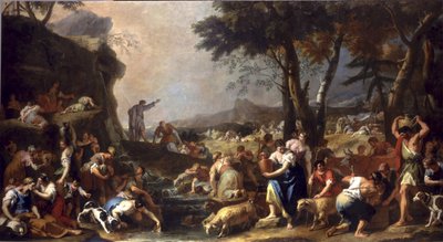 Mozes laat water uit de rots stromen, 1725-26 door Sebastiano Ricci
