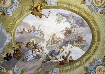 De apotheose van Hercules. Fresco door Sebastiano Ricci (1659-1734). Marucelli Fensi Paleis, Florence. door Sebastiano Ricci