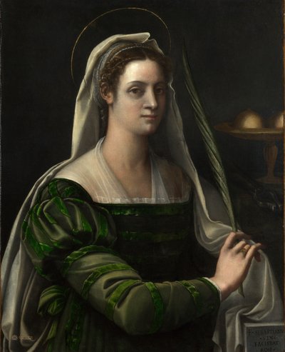 Portret van een dame met de attributen van Sint-Agatha door Sebastiano del (c.1485 1547) Piombo