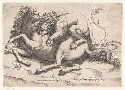 Paard aangevallen door een leeuw door Sebastiano di Re