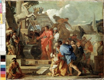 Augustus voor het graf van Alexander de Grote door Sébastien Bourdon