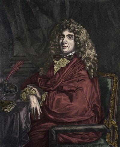 Portret van Jean-Baptiste Poquelin, bekend als Moliere (Jean Baptiste Poquelin) door Sébastien Bourdon