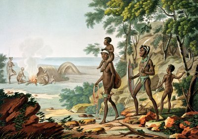 Port Jackson, Nieuw-Holland: Aboriginal familie, uit 