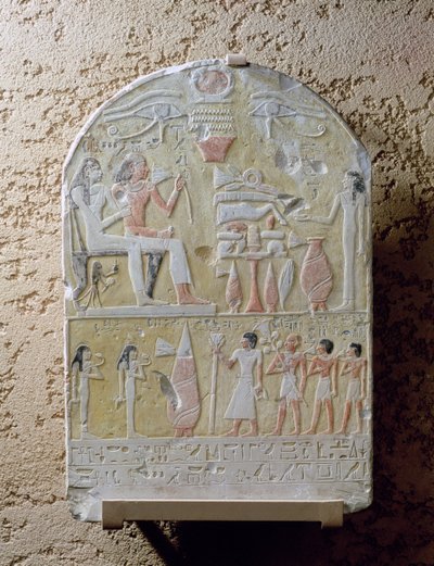 Grafstèle van Tembu (beschilderd kalksteen) door Second Intermediate Period Egyptian