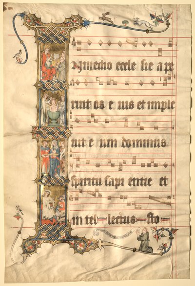 Blad uit de Wettinger Gradual: Geïllustreerde Initiaal I door Second Master of the Wettinger Gradual