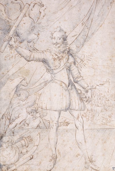 Koning Hendrik IV, Volledig, een Trofee van de Ottomaanse Wapens aan zijn Voeten, een Rol Opheffend voor een Adelaar door Second School of Fountainebleau