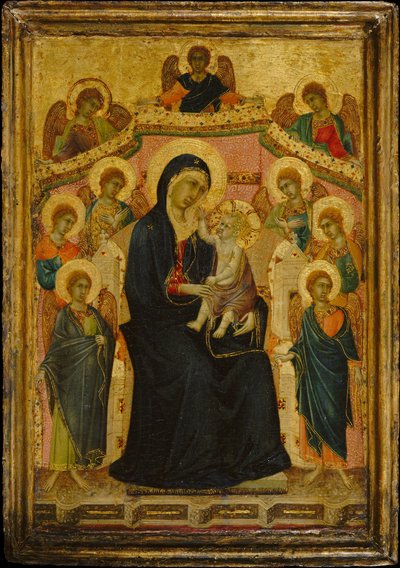 Madonna en Kind met Negen Engelen door Segna di Buonaventura