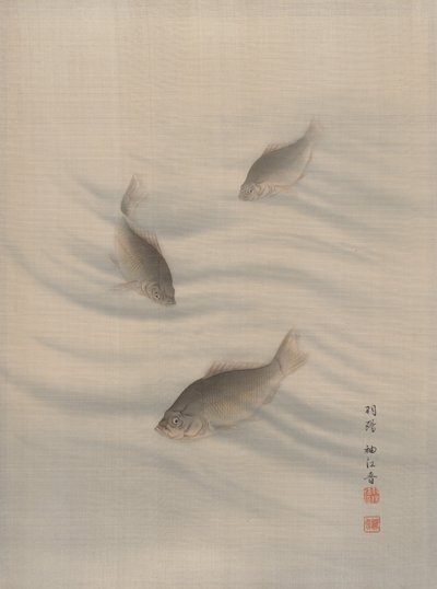 Vissen zwemmen, ca. 1890-92 door Seki Shuko