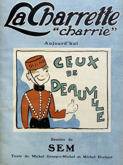 Deauville casinodealer, illustratie door Sem voor de omslag van het maandblad "La charrette charrie" (1922) door Sem