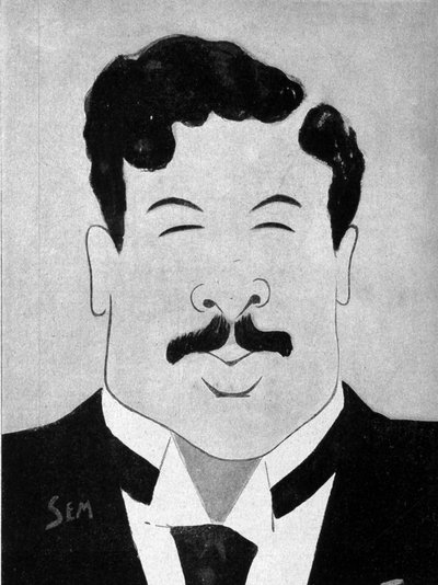 Cartoon door de dramatische auteur Maurice Donnay (1859 - 1945) door Sem (1863 - 1934). door Sem
