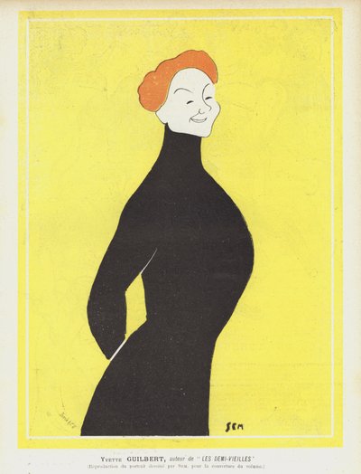 Yvette Guilbert, Franse cabaretzangeres en actrice. Illustratie voor Le Rire door Sem