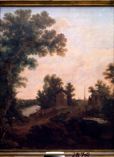 De stenen brug in het park van het paleis van Gatchina door Semen Fedorovich Shchedrin