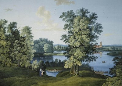 Uitzicht op de Grote Vijver in het Park in Tsarskoye Selo door Semen Fedorovich Shchedrin