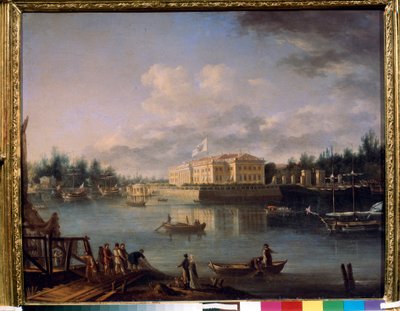 Uitzicht op het Kamennoostrovski-paleis vanaf de Strogonov-kade, Sint-Petersburg door Semen Fedorovich Shchedrin