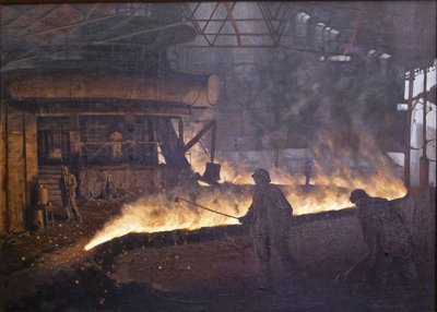 De hete walserij van de "Rode Nagelmaker" fabriek in Leningrad door Semyon Andreevich Pavlov