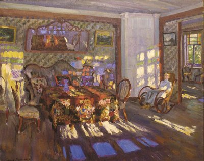Zonlicht door gekleurde glas-in-loodramen door Sergei Arsenevich Vinogradov