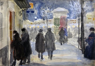 Straat in Moskou door Sergei Arsenevich Vinogradov