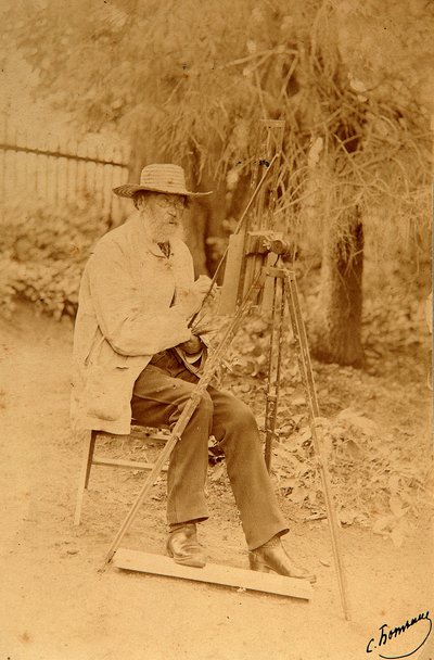 Portret van de dichter Yakov Petrovich Polonsky aan de ezel door Sergei Dmitrievich Botkin