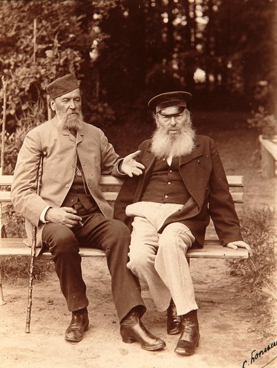 De dichters Yakov Petrovich Polonsky (1819-1898) en Afanasy Afanasievich Fet (1820-1892) door Sergei Dmitrievich Botkin