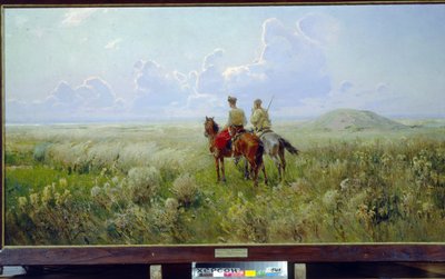 Kozakken in de steppe door Sergei Ivanovich Vasilkovsky