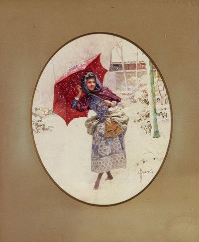 Vrouwen lopen door de sneeuw door Sergei Sergeyevich Solomko