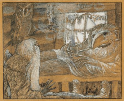 De boer en de domovoy, 1922 door Sergei Vasilevich Chekhonin
