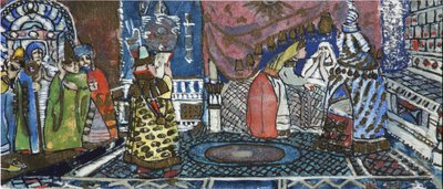 Illustratie voor het sprookje van de Tsaar Saltan door A. Poesjkin door Sergei Vasilievich Malyutin
