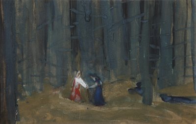 Illustratie bij Het verhaal van de dode prinses en de zeven ridders door Sergei Vasilievich Malyutin