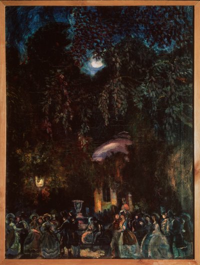 Spanje. (Scène van vrije tijd, avondwandeling van de samenleving op straat) door Sergei Yurevich Sudeikin