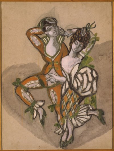 Kostuumontwerp voor het toneelstuk Het Huwelijk van Figaro door P. de Beaumarchais, 1915 door Sergei Yurievich Sudeykin