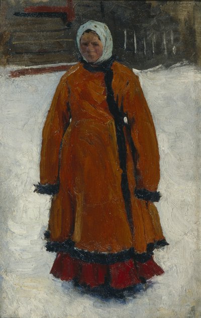 Het meisje in de rode bontjas door Sergej Vasilevic Ivanov
